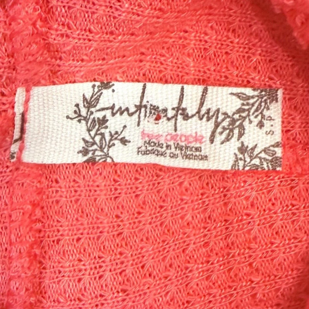 Free People Intimately Watermelon Wedge Pink Waffle Knit Turtleneck Top S NEW